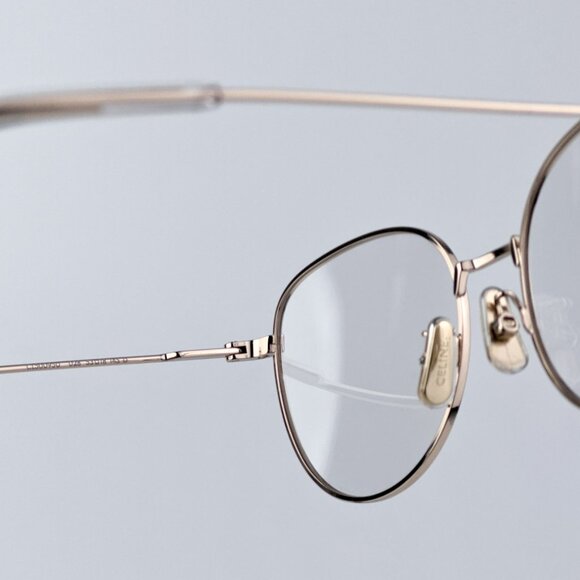 Celine Women BRAND NEW Eyeglasses Metal Shiny Rose Gold Demo Round CL50095U 028 - Picture 9 of 10